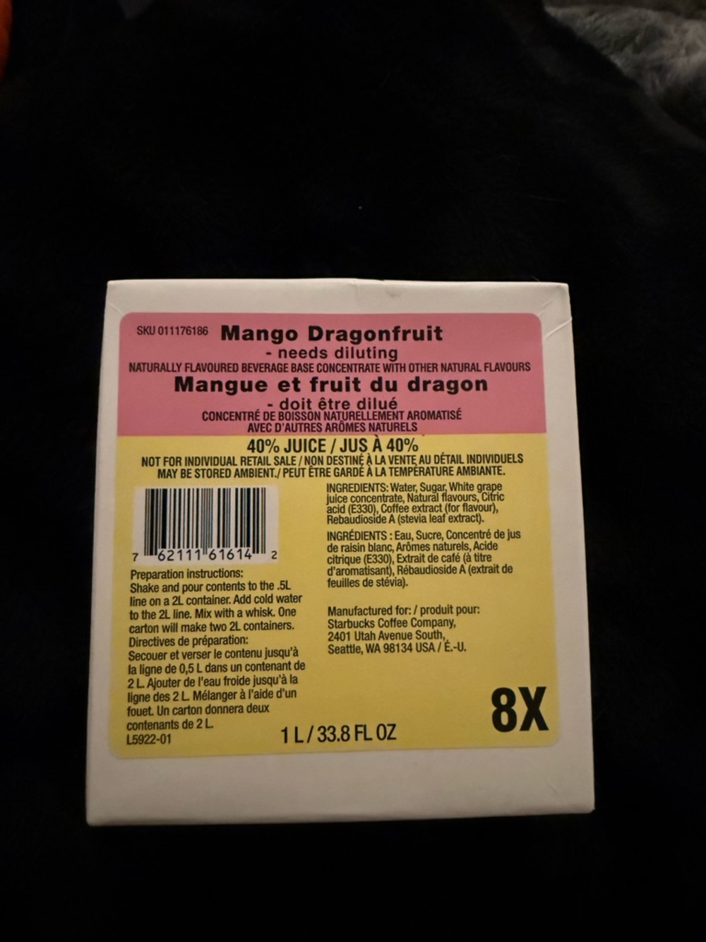 New Starbucks Mango Dragonfruit old Beverage Base Pink and Yellow Box